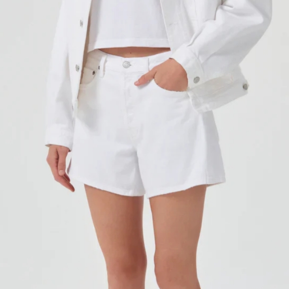 NWT AGOLDE Parker Long Short in Dough Size Woman's 34 - Picture 2 of 11